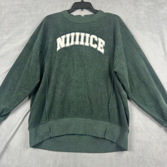 aerie Tops - Aerie NIIIIICE Graphic Oversized Sweatshirt Forest Green Distressed XS 39962246